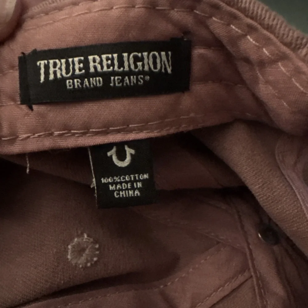 True Religion Logo Strapback Baseball Hat Pink Dusty Rose Y2K
